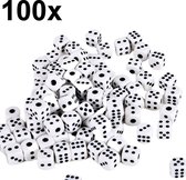 Decopatent - 100 STUKS Dobbelstenen WIT - Dobbelsteen - Afm 1.4 x 1.4 x 1.4 Cm - Dice - Dobbelen - Witte Dobbelstenenset gekleurd - Yahtzee - Bordspel - Gezelschapsspel - Voor Dobbelsteen Spelletje - Set 100 stuks - Kleur: Wit