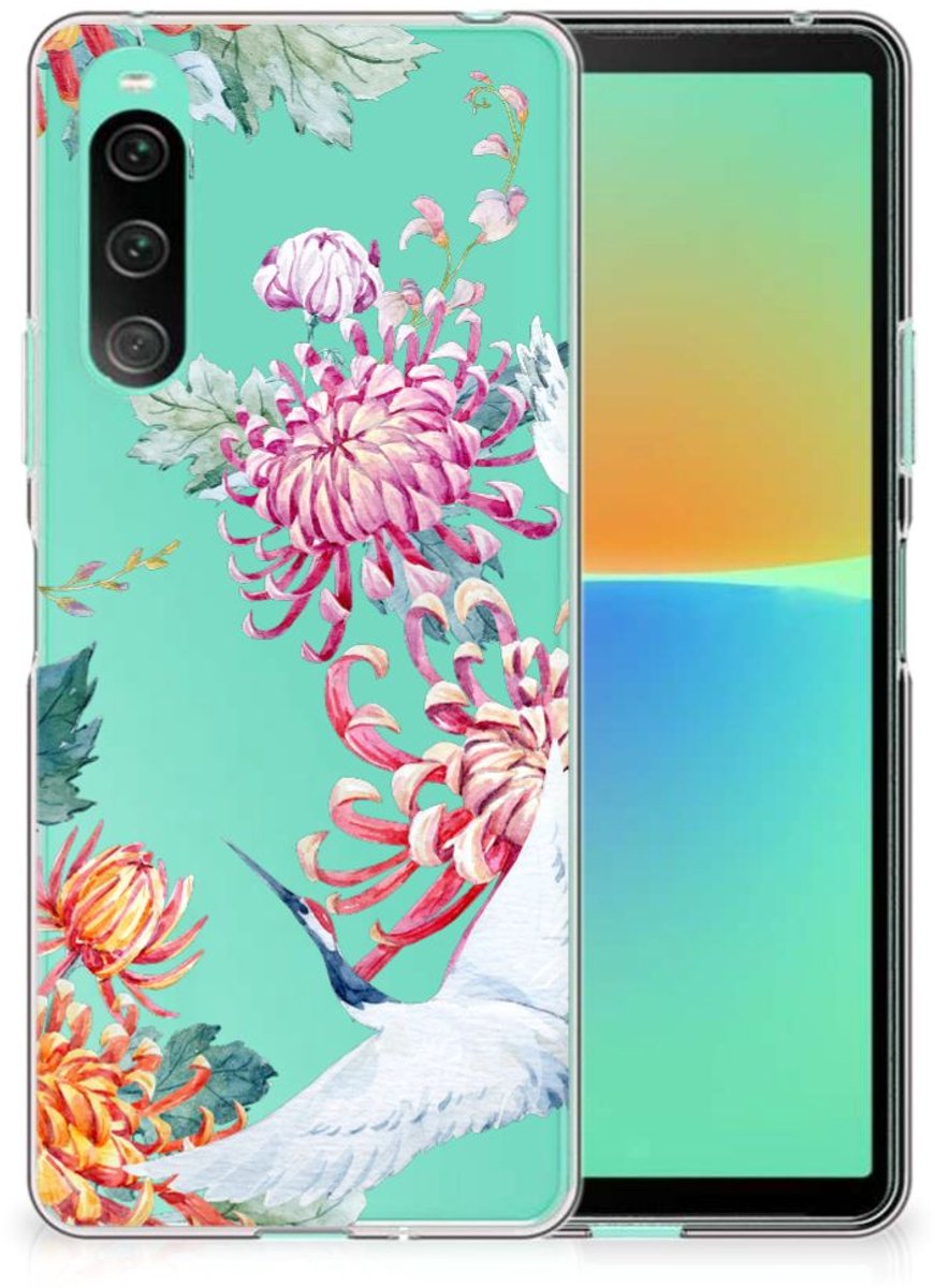 Sony Xperia 10 V TPU Hoesje Bird Flowers