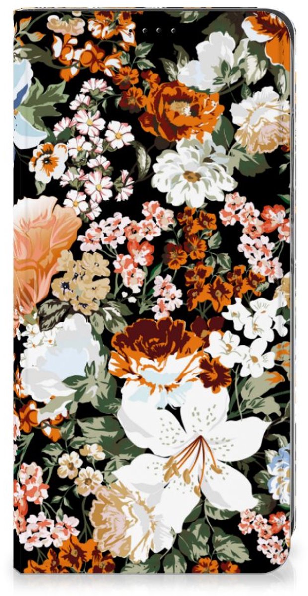 Standcase Hoesje voor Smart Cover voor Samsung Galaxy A05s Dark Flowers