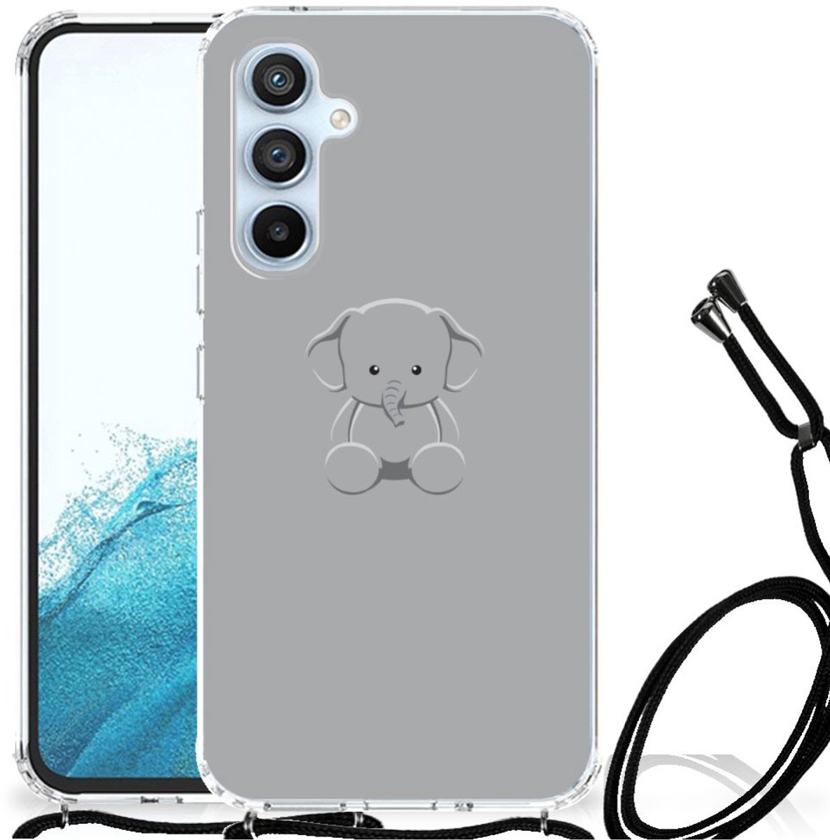 Samsung Galaxy A54 5G Stevig Bumper Hoesje Grijs Baby Olifant
