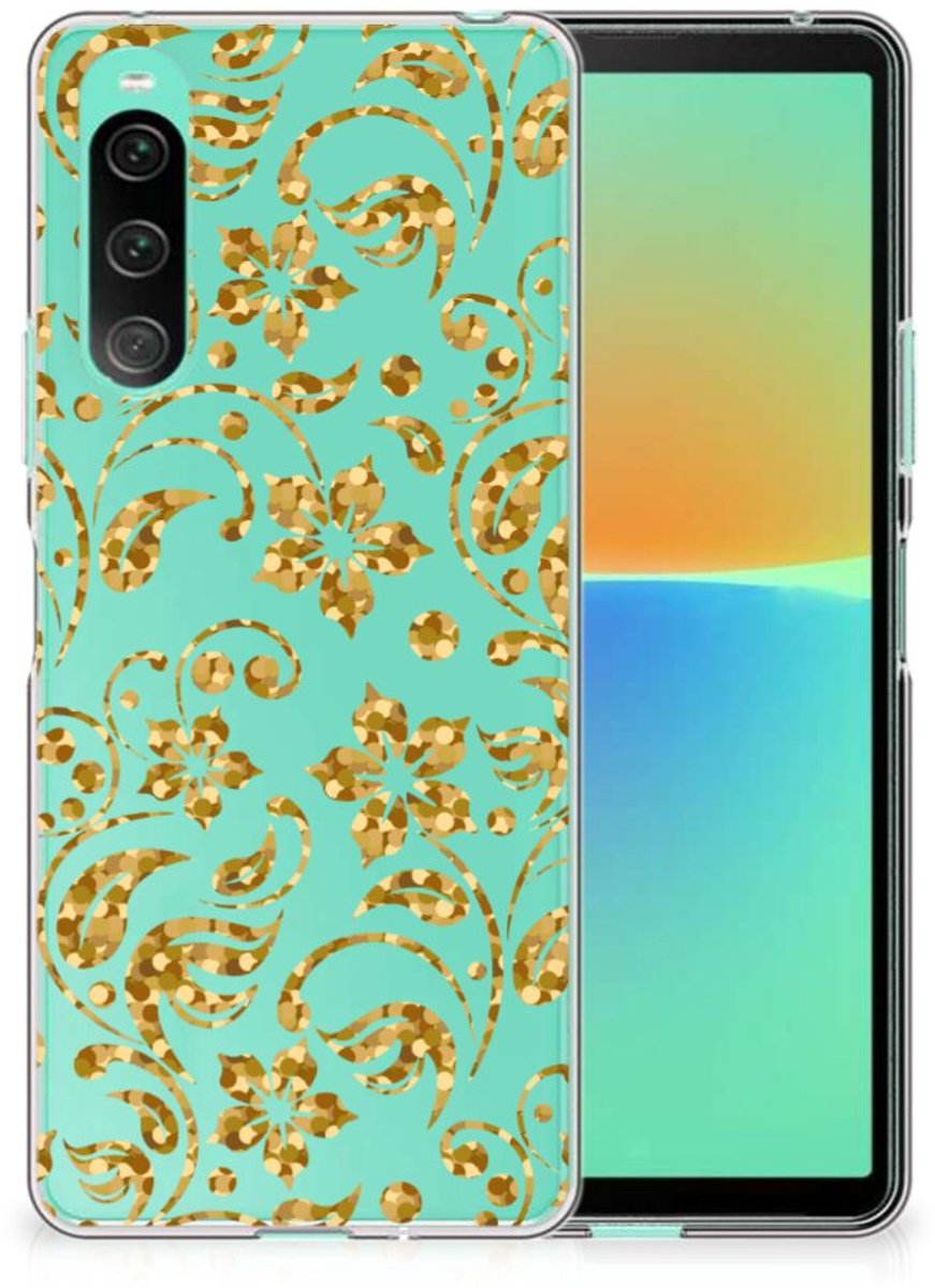 Sony Xperia 10 V TPU Case Gouden Bloemen