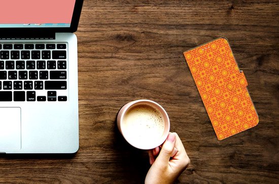 PU Premium Housse pour OPPO Reno 8 Lite | OnePlus Nord N20 Portefeuille Batik Orange