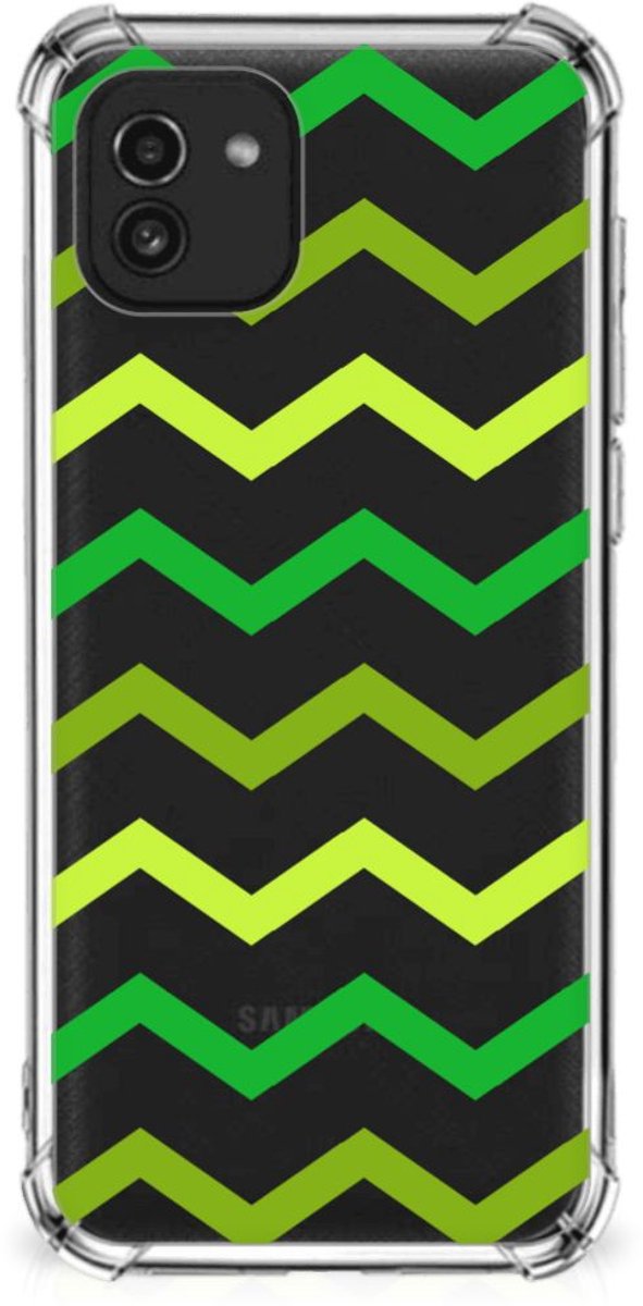 Samsung Galaxy A03 Doorzichtige Silicone Hoesje Zigzag Groen