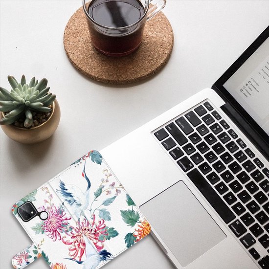 OPPO téléphone OPPO A15 Portefeuille Bookcase Oiseau Fleurs