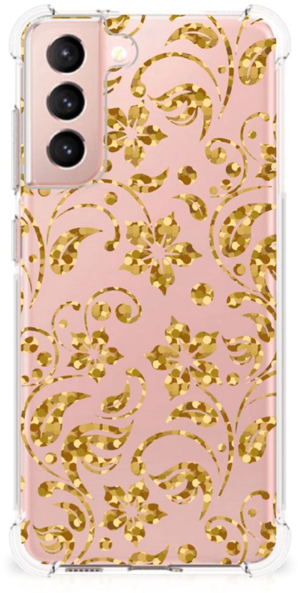 Samsung Galaxy S21 FE Case Gouden Bloemen