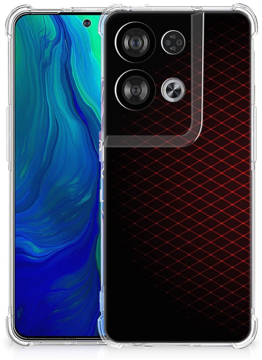 OPPO Reno8 Doorzichtige Silicone Hoesje Geruit Rood