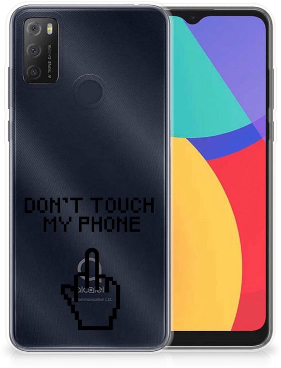 Back Cover voor Alcatel 1S (2021) Silicone-hoesje Finger Don't Touch My Phone