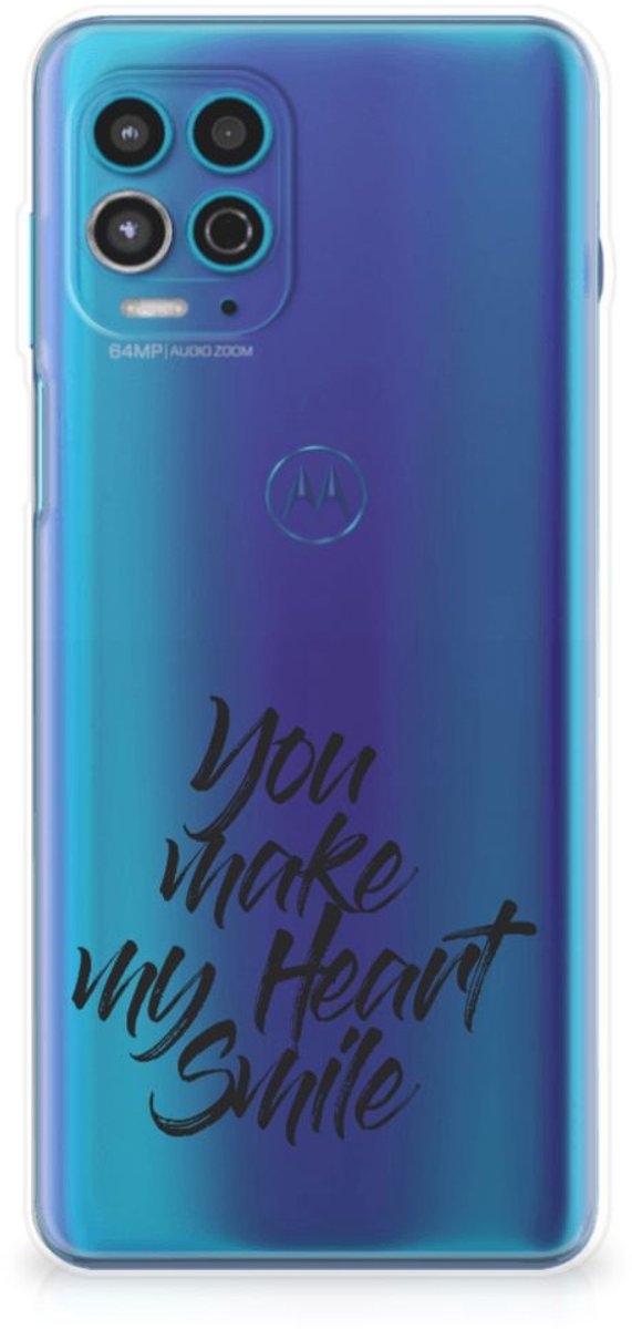 Motorola Moto G100 Siliconen hoesje met naam Heart Smile