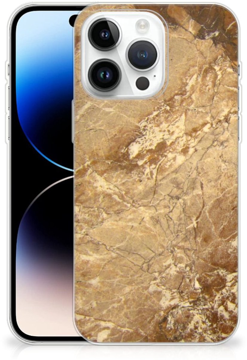 iPhone 14 Pro Max TPU Siliconen Hoesje Marmer Creme