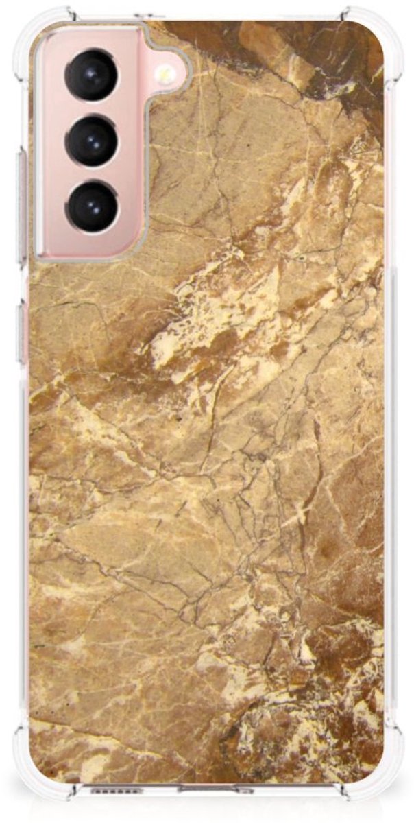 Samsung Galaxy S21 FE Anti-Shock Hoesje Marmer Creme