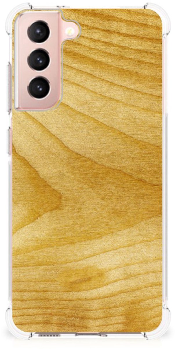 Samsung Galaxy S21 FE Stevig Telefoonhoesje Licht Hout