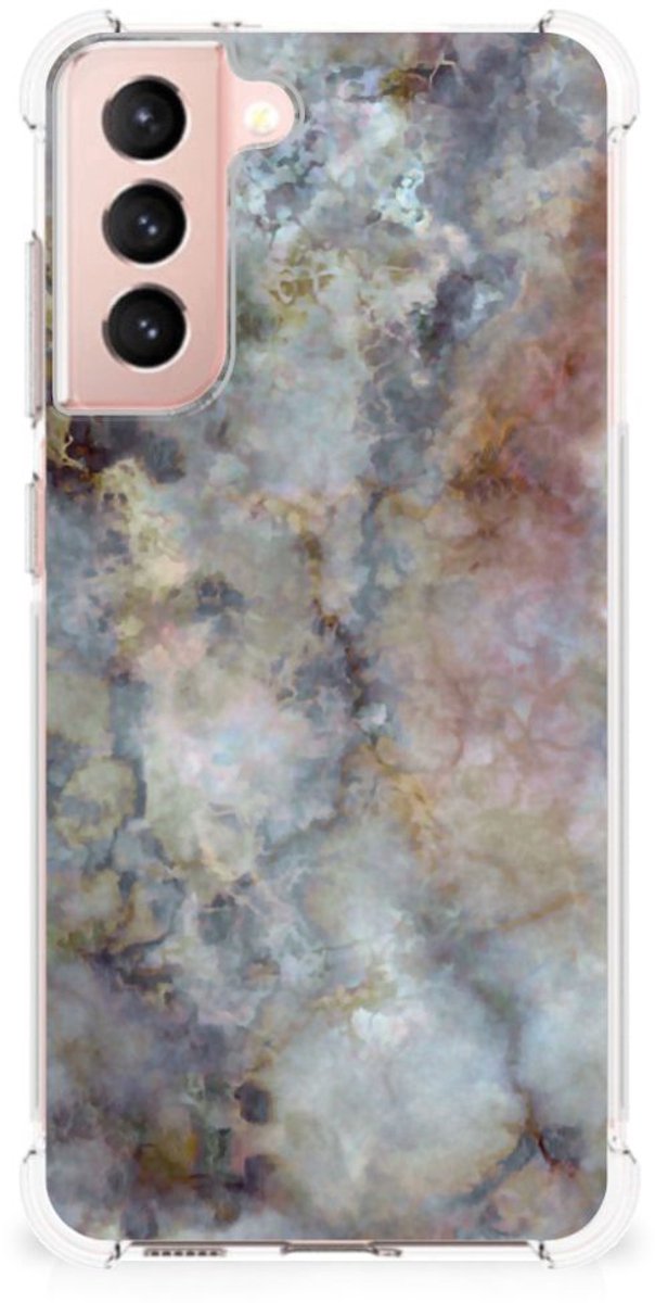 Samsung Galaxy S21 FE Anti-Shock Hoesje Marmer Grijs