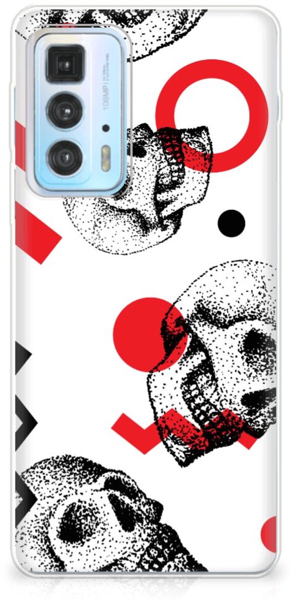Silicone Back Case Motorola Edge 20 Pro Skull Red