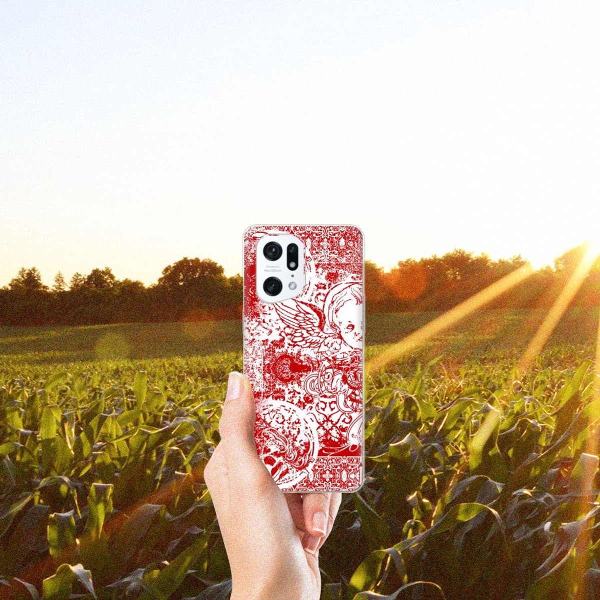 Silicone Back Case OPPO Find X5 Pro Angel Skull Rood