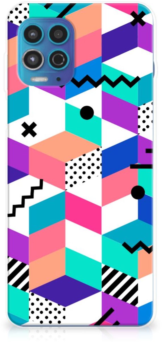 Motorola Moto G100 TPU Hoesje Blokken Kleurrijk