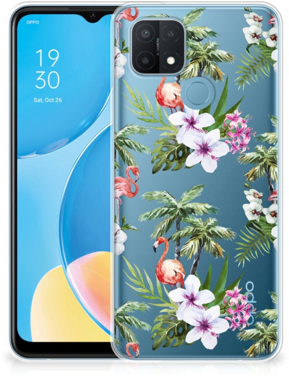 OPPO A15 TPU Hoesje Flamingo Palms