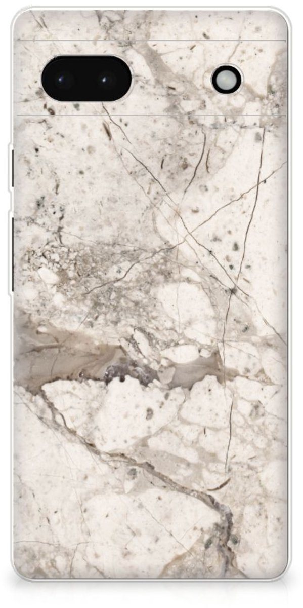 Google Pixel 6A TPU Siliconen Hoesje Marmer Beige
