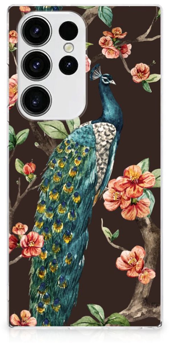 Samsung Galaxy S23 Ultra TPU Hoesje Pauw met Bloemen