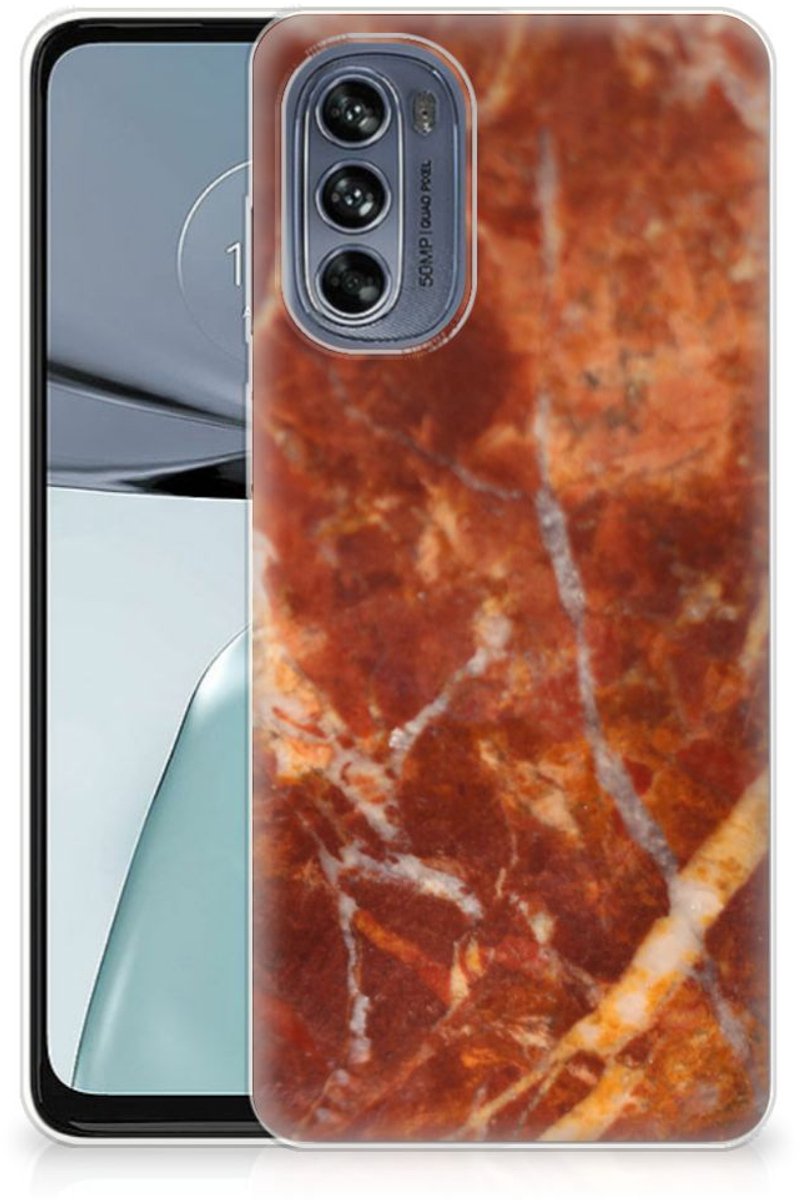 Motorola Moto G62 5G TPU Siliconen Hoesje Marmer Bruin