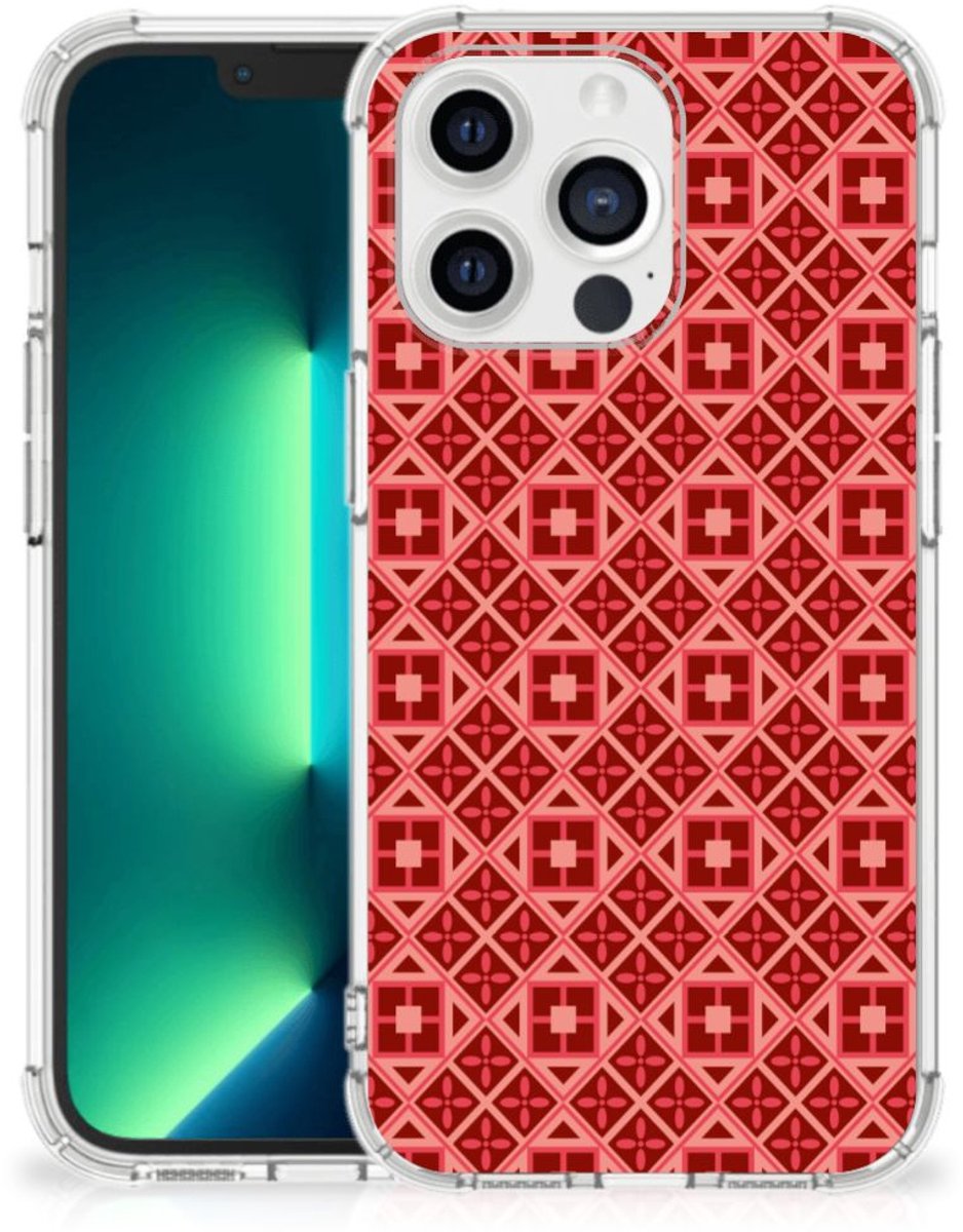 iPhone 13 Pro Max Doorzichtige Silicone Hoesje Batik Rood