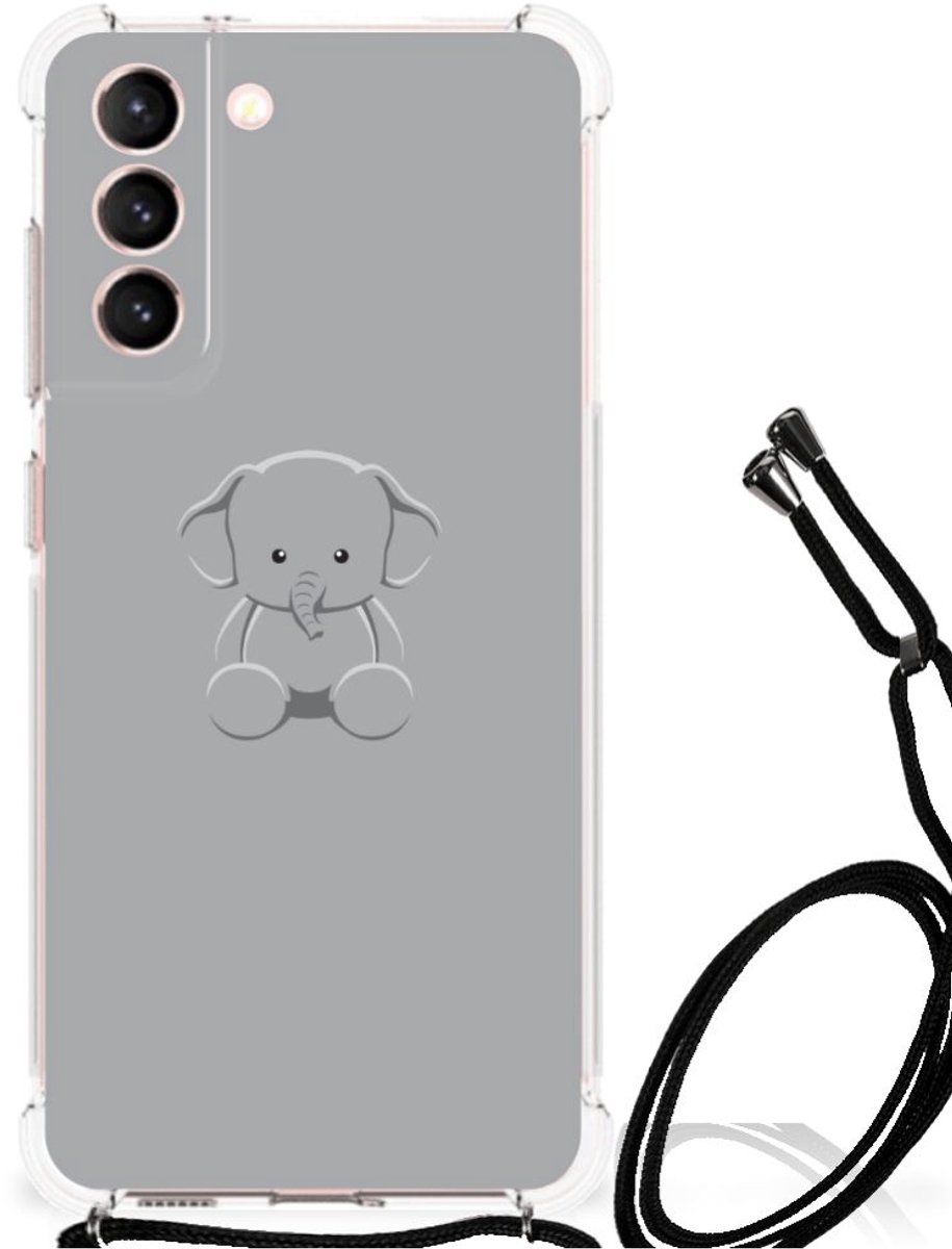 Samsung Galaxy S21 FE Stevig Bumper Hoesje Grijs Baby Olifant