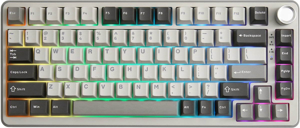 Yunzii - B75 PRO - Grijs - Mechanisch Draadloos Toetsenbord - 75% - Qwerty - Gaming Keyboard - RGB Lichten - Cacao Cream V2 Switches