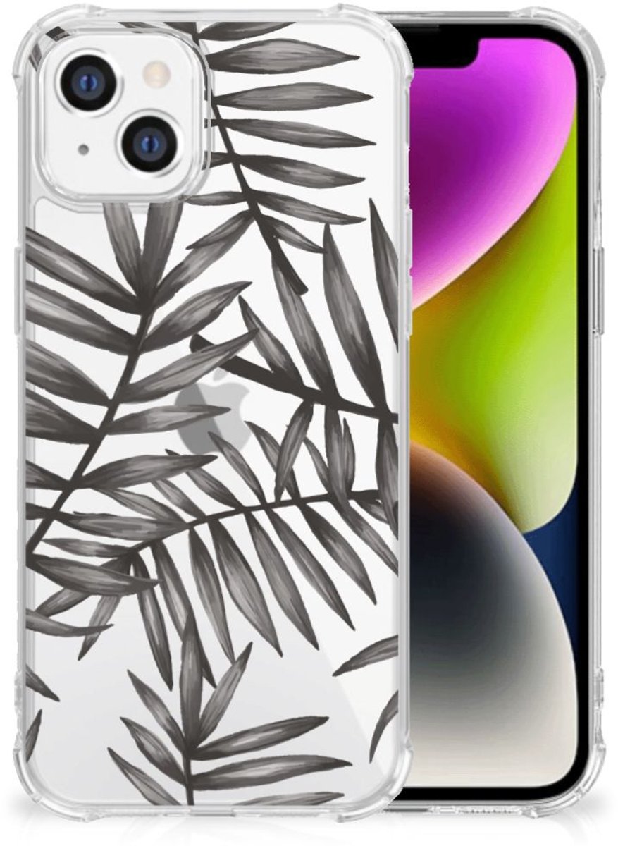 Back Cover voor iPhone 14 Case Leaves Grey