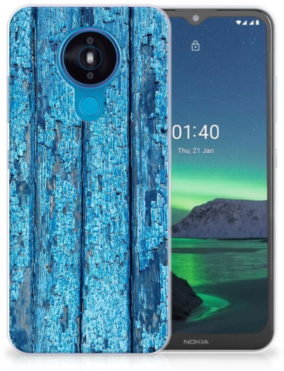 Nokia 1.4 Bumper Hoesje Wood Blue