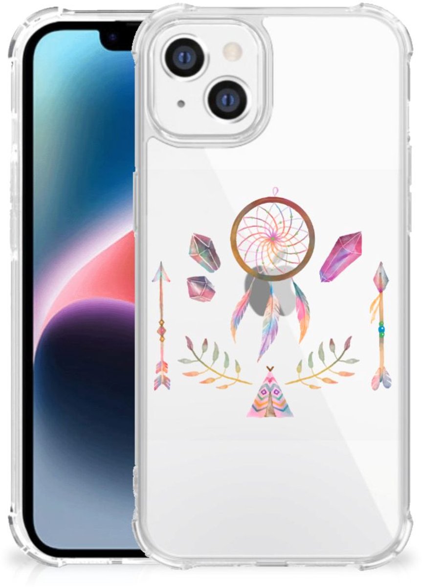 Back Cover voor Apple iPhone 14 Plus Stevig Bumper Hoesje Boho Dreamcatcher