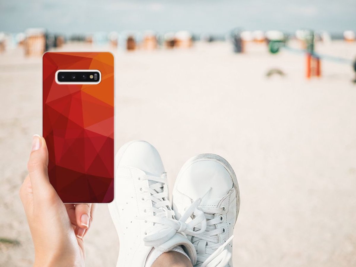 TPU Hoesje voor Samsung Galaxy S10 Plus Polygon Red