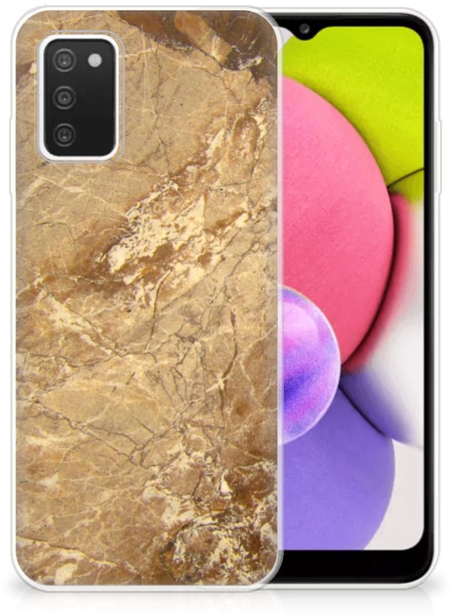 Samsung Galaxy A03S TPU Siliconen Hoesje Marmer Creme