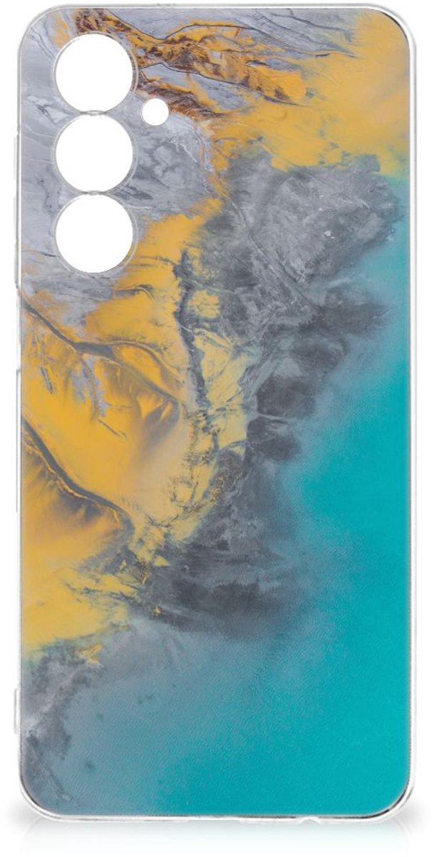 Samsung Galaxy A54 5G TPU Siliconen Hoesje Marble Blue Gold