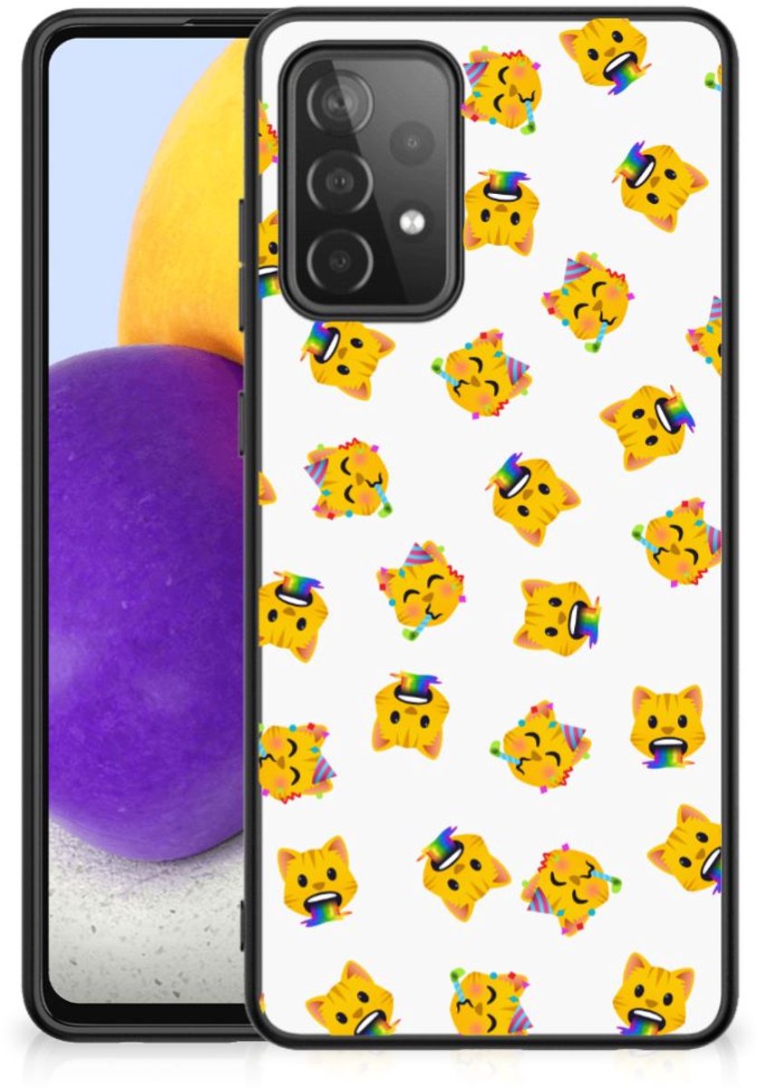 Back Case voor Samsung Galaxy A72 (5G/4G) Katten Emojis