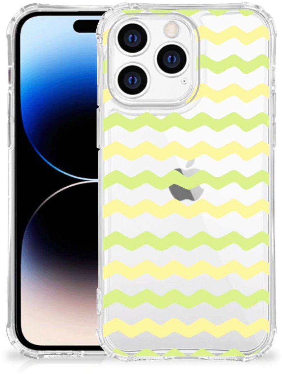 Apple iPhone 14 Pro Max Doorzichtige Silicone Hoesje Waves Yellow