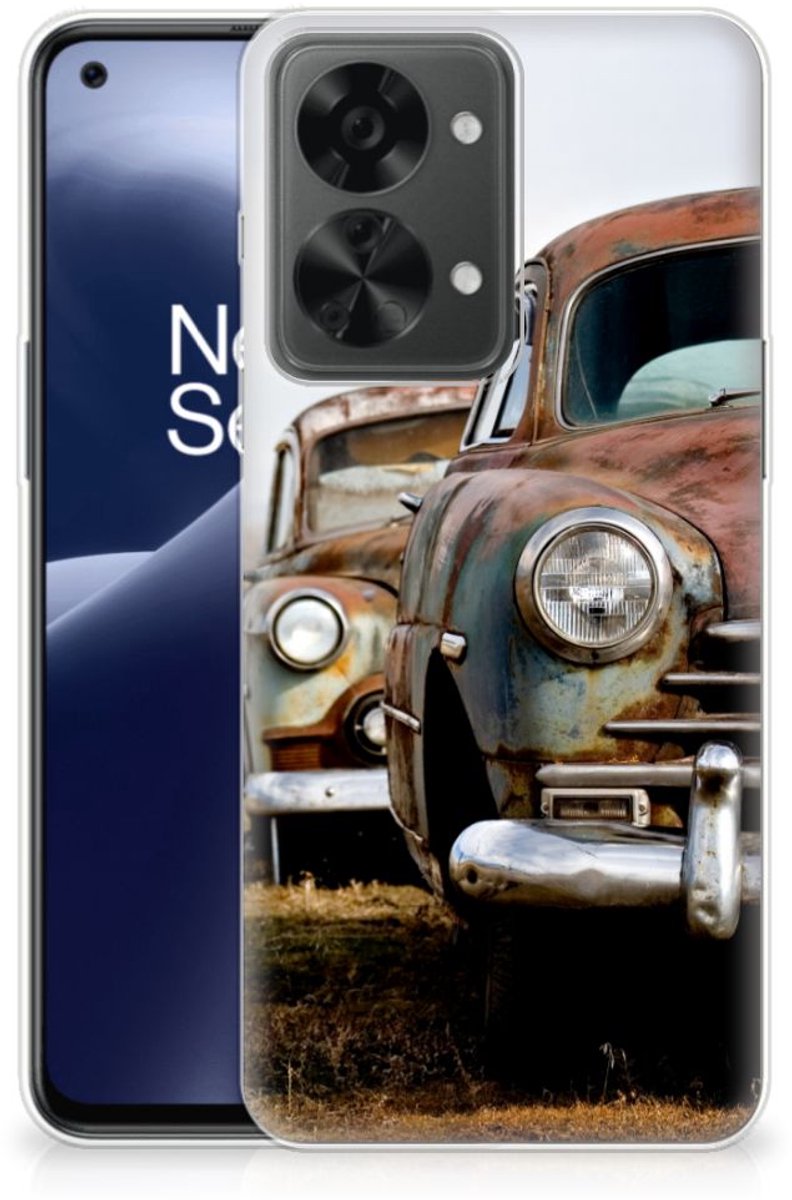 OnePlus Nord 2T Siliconen Hoesje met foto Vintage Auto