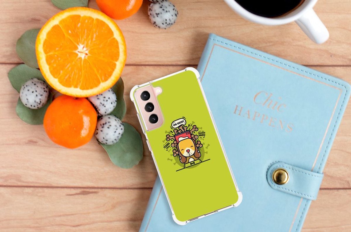 Samsung Galaxy S21 FE Stevig Bumper Hoesje Doggy Biscuit