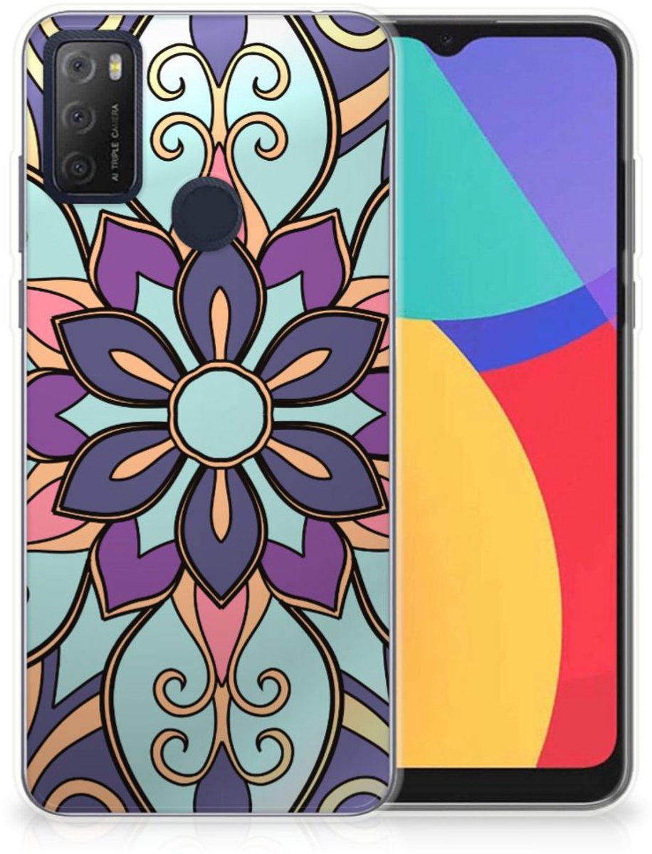 Alcatel 1S (2021) TPU Case Purple Flower