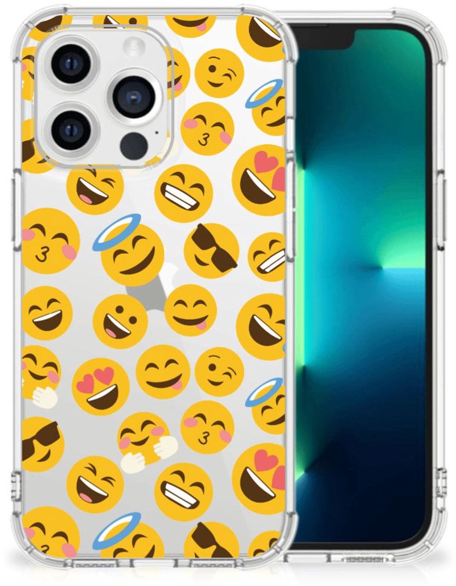 Apple iPhone 13 Pro Doorzichtige Silicone Hoesje Emoji
