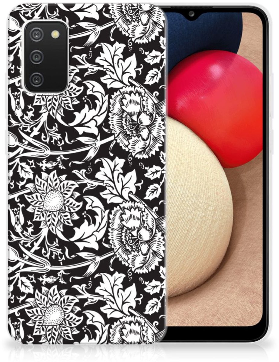 Samsung Galaxy A02s TPU Case Black Flowers