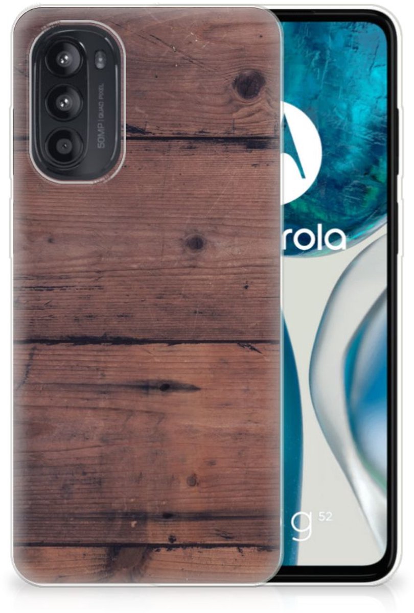 Motorola Moto G52/G82 Bumper Hoesje Old Wood