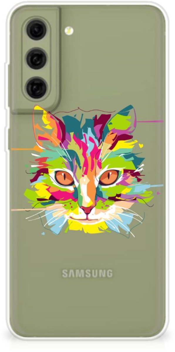 Samsung Galaxy S21FE Telefoonhoesje met Naam Cat Color