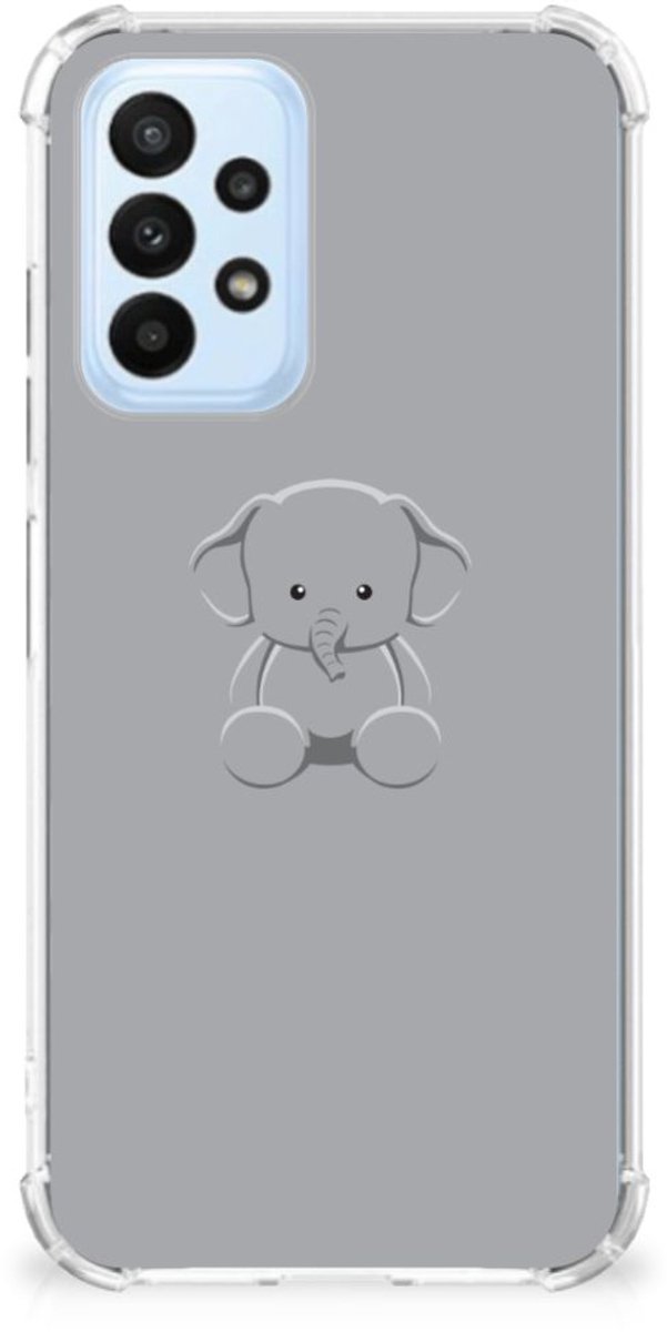 Samsung Galaxy A23 Stevig Bumper Hoesje Grijs Baby Olifant