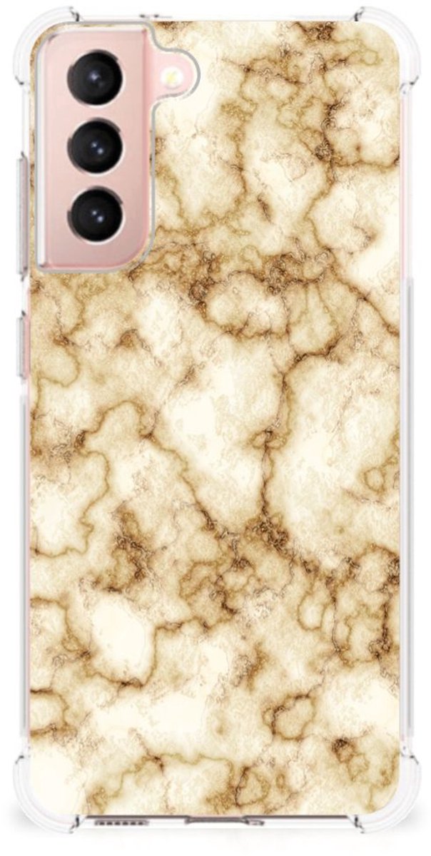 Samsung Galaxy S21 FE Anti-Shock Hoesje Marmer Goud