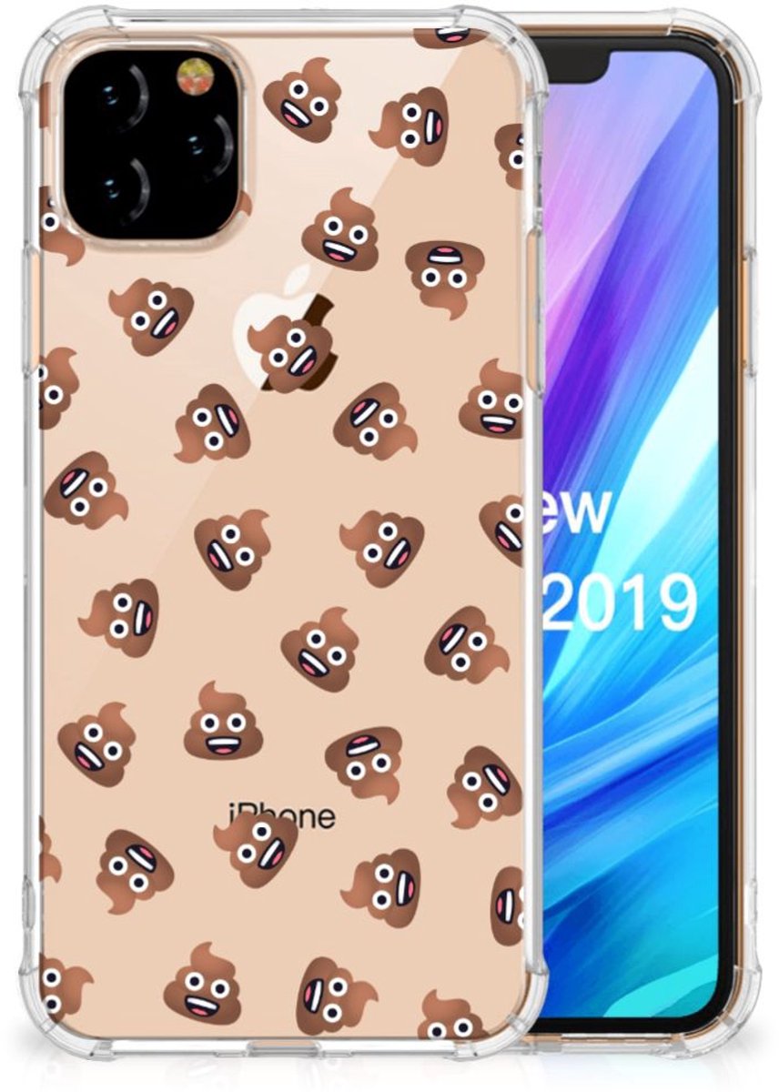 Doorzichtige Silicone Hoesje voor Apple iPhone 11 Pro Max Poep Emojis