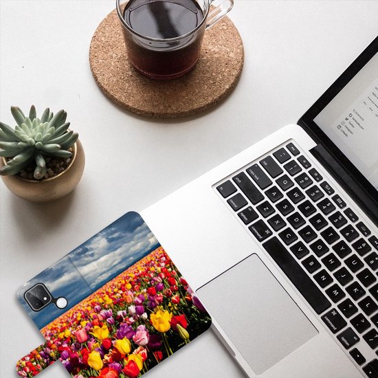 Coque de téléphone avec texte OPPO A15 Wallet Book Case Mother's Day Gift Tulips