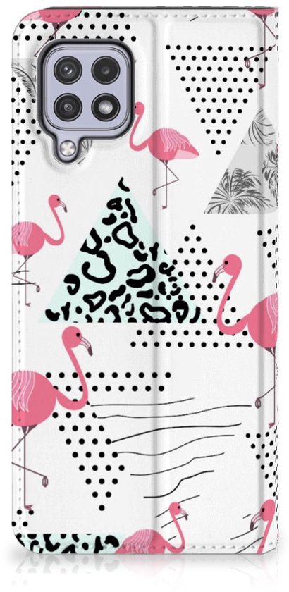 Coque Téléphone Personnaliser Samsung Galaxy A22 4G | M22 Bookstyle Case Flamingo Triangle