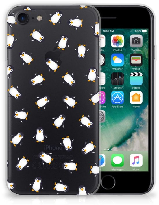 Zwarte hoes met een patroon van kleine, vrolijke pinguïns.