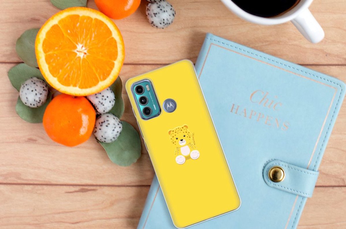 Motorola Moto G60 Telefoonhoesje met Naam Baby Leopard