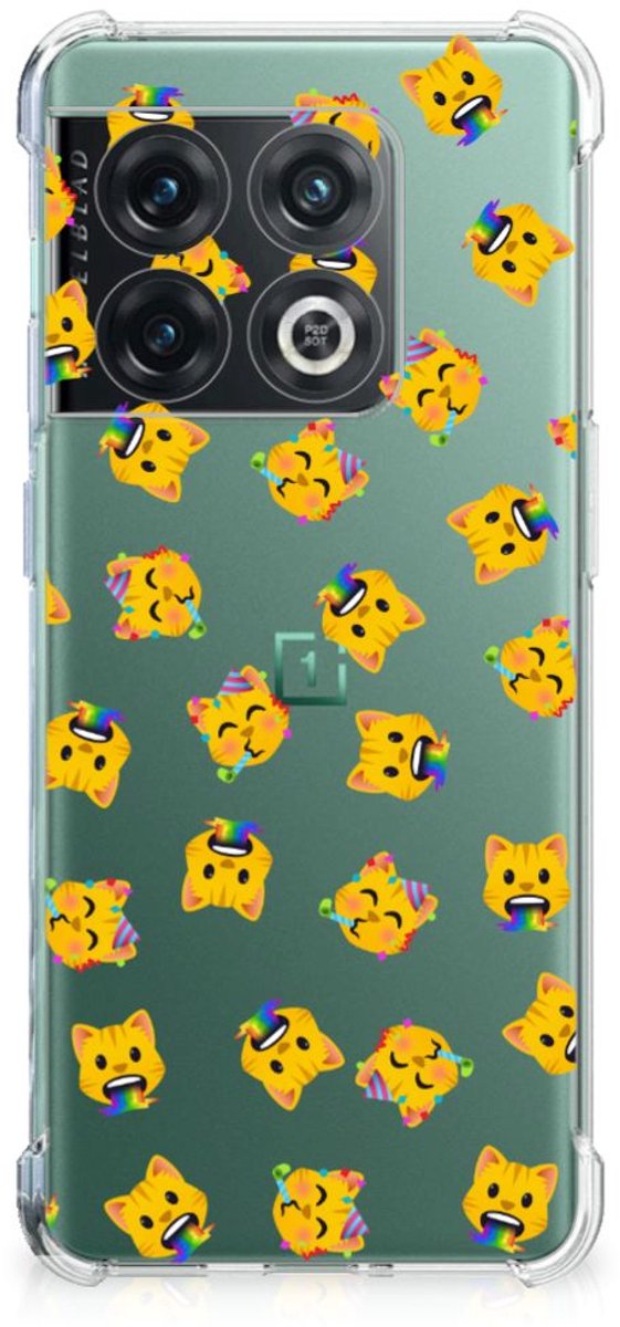 Doorzichtige Silicone Hoesje voor OnePlus 10 Pro Katten Emojis