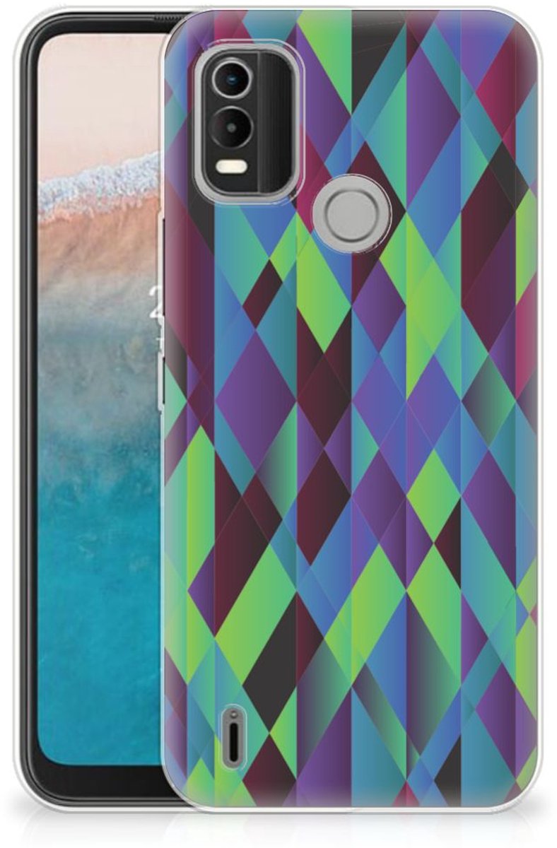 Nokia C21 Plus TPU Hoesje Abstract Green Blue